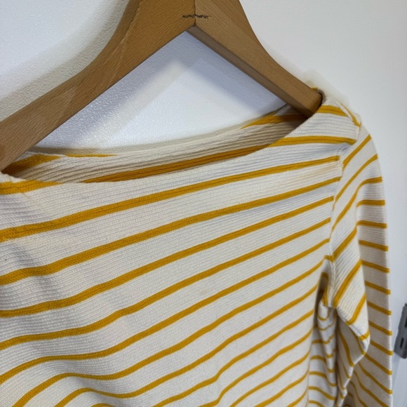 Old Navy Cream and Yellow Stripe Boxy Blouse with Sailor Collar Women’s Top - Picture 8 of 11